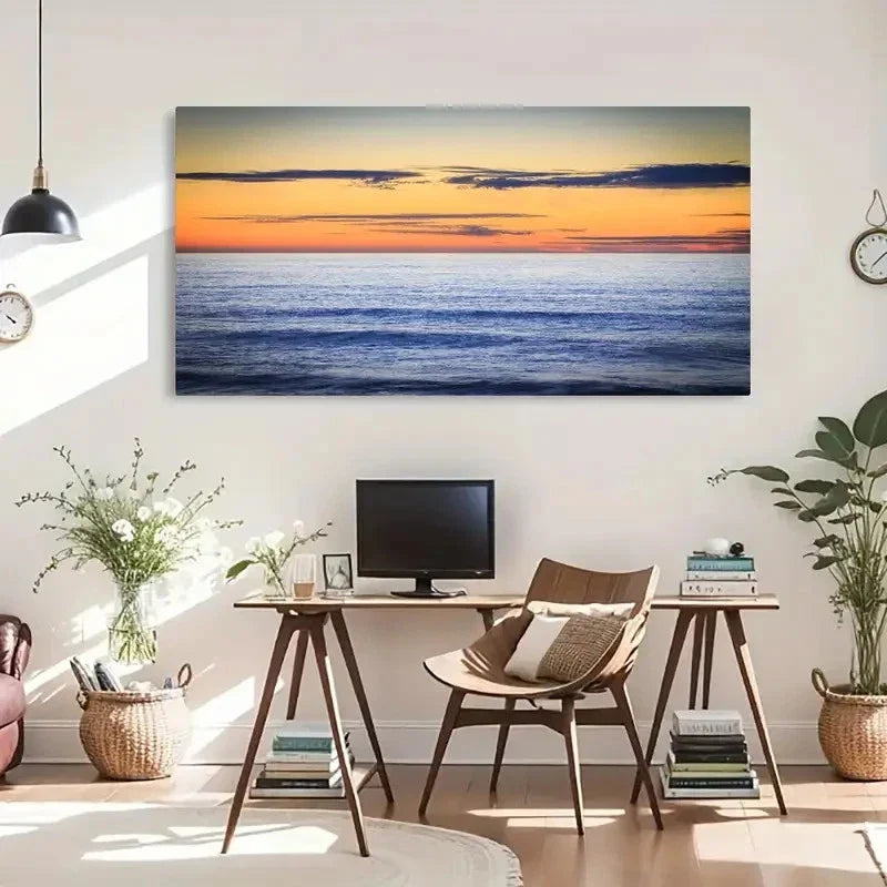 Deco Retro Style Landscape Wall Art Canvas Office Home Room Framed 120x60cm