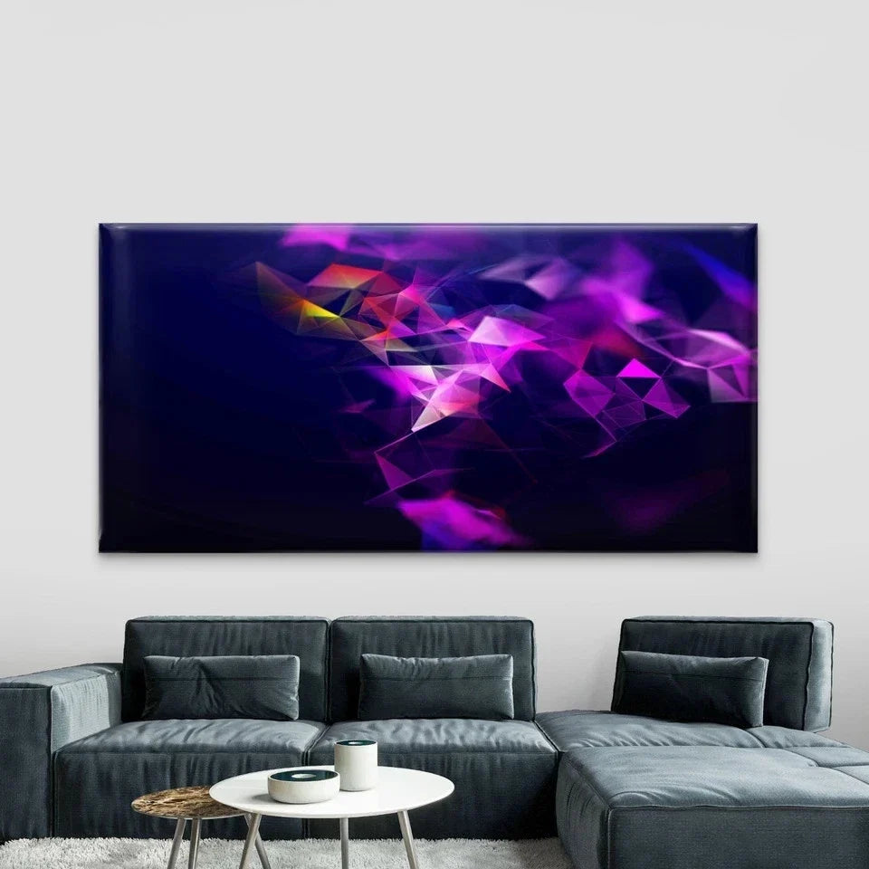 Purple and Pink Diamonds Wall Art Canvas Office Home Room Framed 80x45cm