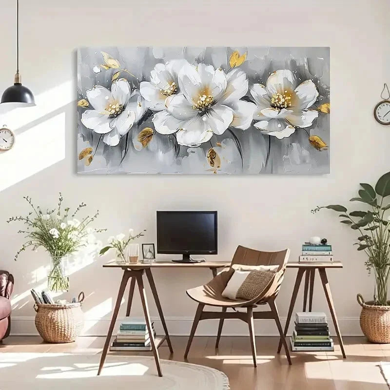 Blooming White Peony Flower Wall Art Canvas Office Home Room Framed 120x60cm