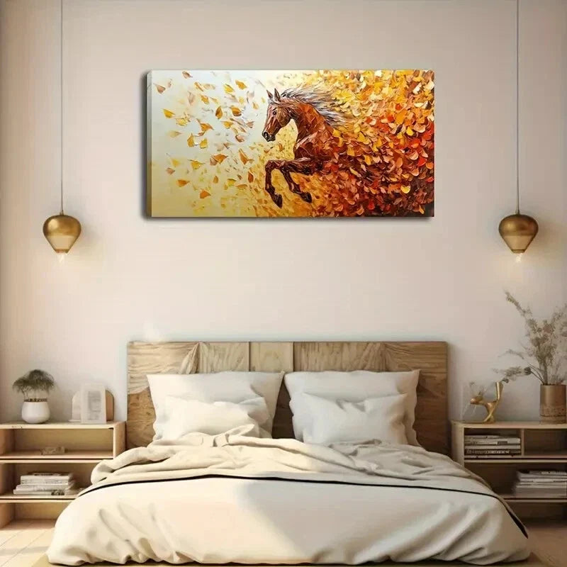 Vibrant Golden & Orange Autumn Wall Art Canvas Office Home Room Framed 120x60cm