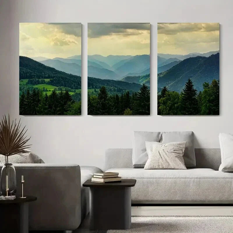 3pcs Majestic Mountain Landscape Metal Print Ready to Hang Art