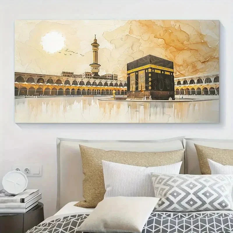 Mecca Saudi Arabia Colored Wall Art Canvas Office Home Room Framed 120x60cm