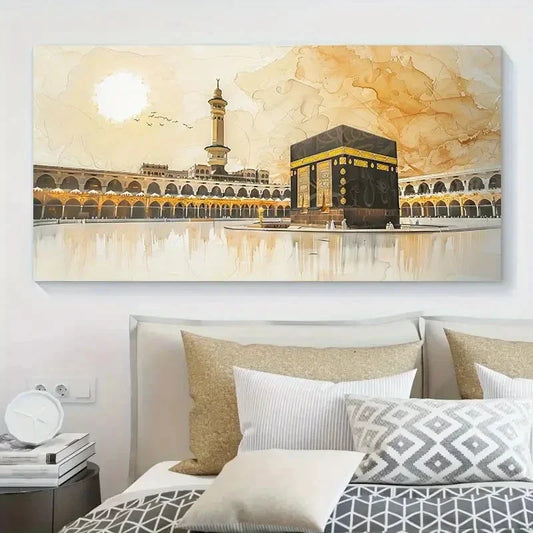 Mecca Saudi Arabia Colored Wall Art Canvas Office Home Room Framed 120x60cm