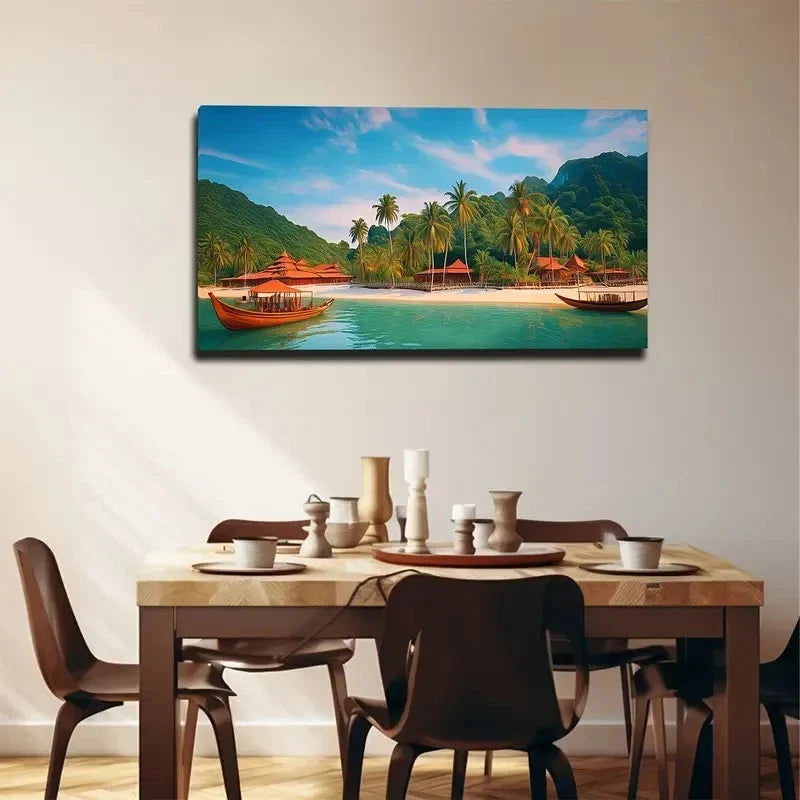 Southeast Asia's Seaside Wall Art Canvas Office Home Room Framed 120x60cm