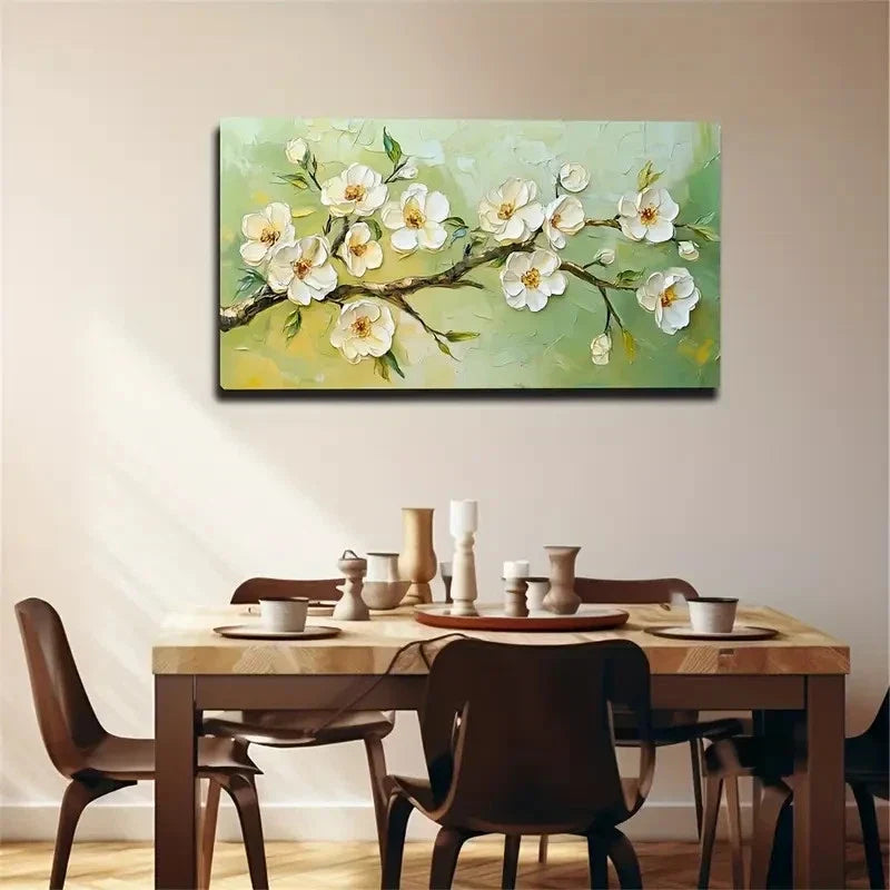 Apricot Blossom Floral Modern Wall Art Canvas Office Home Room Framed 120x60cm