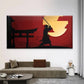 Samurai Sunset Silhouette Wall Art Canvas Office Home Room Framed 80x45cm