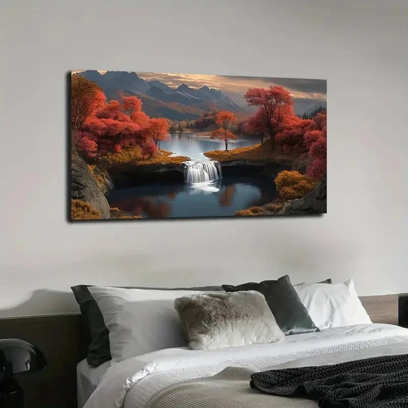 Majestic Mountain & Autumn Wall Art canvas office home room framed 120x60cm