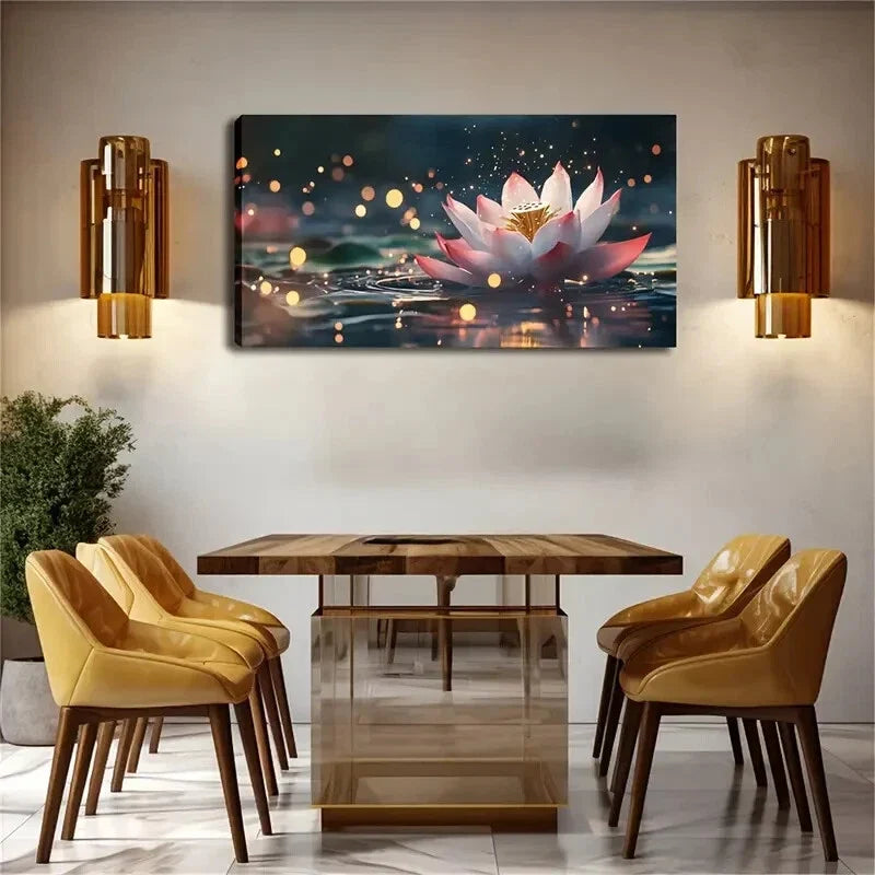Blooming for Lotus Flower Décor Wall Art Canvas Office Home Room Framed 120x60cm