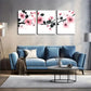 3pcs ink Flowers Black Stamens Modern  Wall Art Set Canvas Framed 40x60cm - High Quality Print 100% Australian Made Wall Canvas Ready to Hang