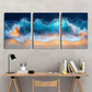 3pcs Modern Ocean Style Color Wave Metal Print Ready to Hang Art