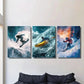 3pcs Skiing and Kayaking Surfing Wall Art Set Canvas Framed 40x60cm - High Quality Print 100% Australian Made Wall Canvas Ready to Hang