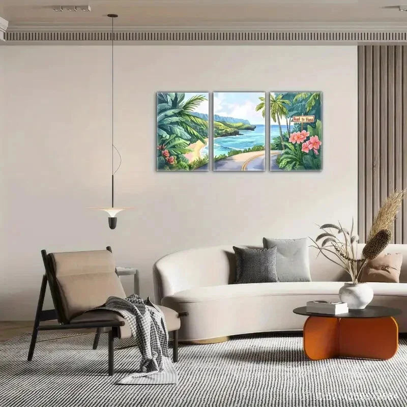3pcs  Tropical Island Decoration Maui Landscape Metal Print  Ready to Hang Art