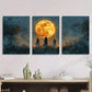 3pcs Witchy Moon Forest Scene Gothic Metal Print Ready to Hang Art