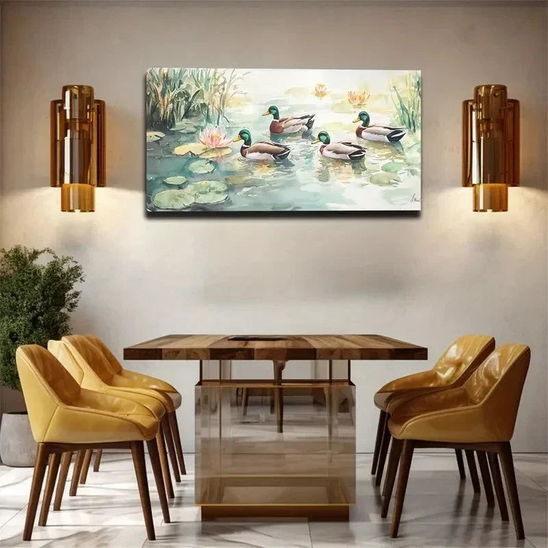 Water Surface Floating Lotus Wall Art Canvas Office Home Room Framed 120x60cm