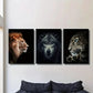 3pcs Lions Wolves and Leopards Painting Wall Art Set Canvas Framed 40x60cm - High Quality Print 100% Australian Made Wall Canvas Ready to Hang