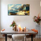 Serene Beach Scene with Wooden Wall Art Canvas Office Home Room Framed 120x60cm