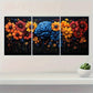 3pcs Floral Brain Painting Colourful Metal Print Ready to Hang Art