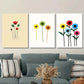 3pcs Vibrant Colorful Flower Metal Print Ready to Hang Art