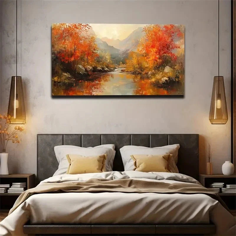 Trees Mountains Streams Spaces Wall Art Canvas Office Home Room Framed 120x60cm