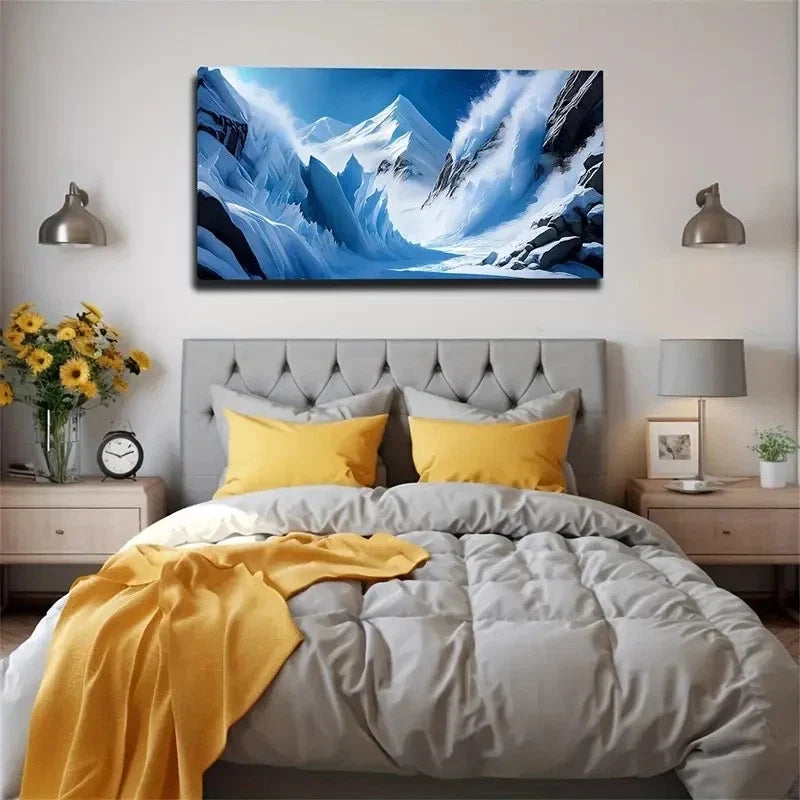 Layered Snowy Mountain Décor Wall Art Canvas Office Home Room Framed 120x60cm