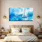 Realistic Blue Hull Sailboat Wall Art Canvas Office Home Room Framed 120x60cm