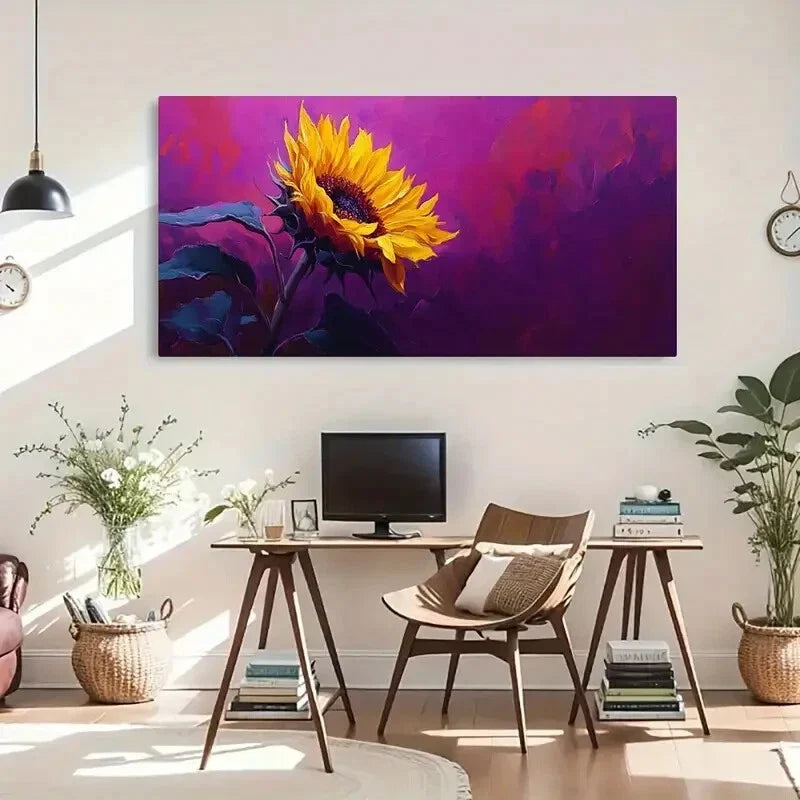 Deco Sunflower Floral Color Wall Art Canvas Office Home Room Framed 80x45cm