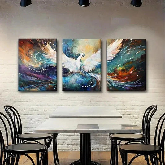 3pcs Abstract Phoenix Mythical Motion Perfect Wall Art Set Canvas Framed 40x60cm - High Quality Print 100% Australian Made Wall Canvas Ready to Hang