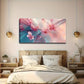 Serene Pink Blooms On Blue Wall Art canvas office home room framed 120x60cm