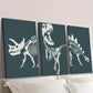 3pcs Dinosaur Triceratops Skeleton Outline Wall Art Set Canvas Framed 40x60cm - High Quality Print 100% Australian Made Wall Canvas Ready to Hang