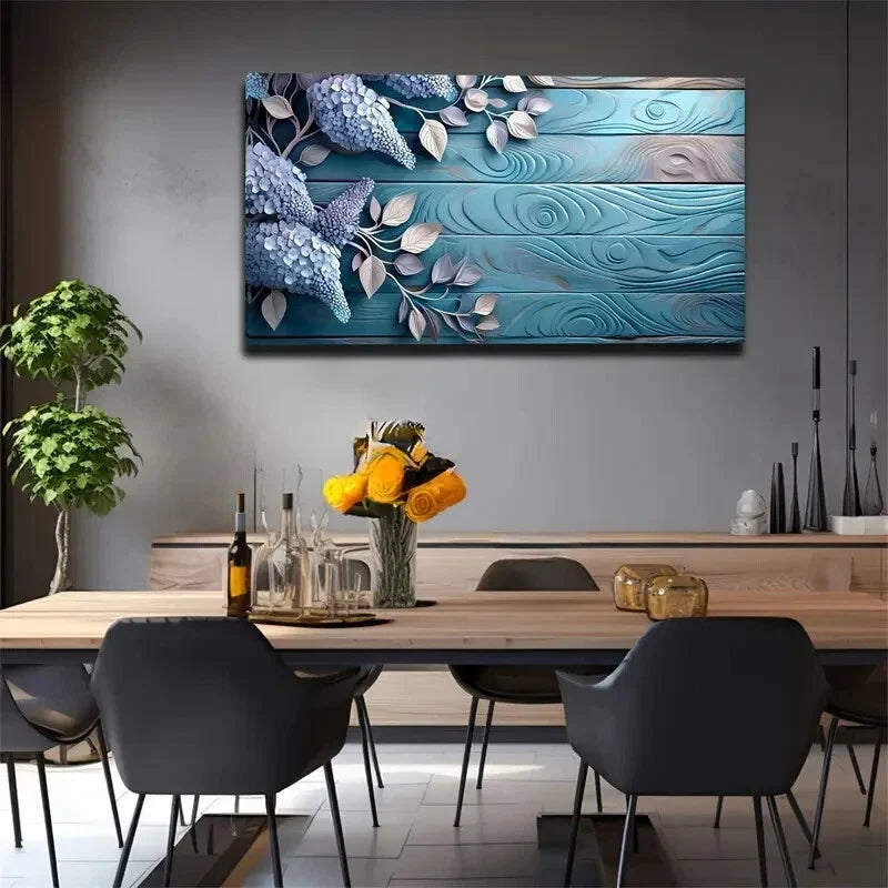 Blue Textured Wood Panels Blue Wall Art Canvas Office Home Room Framed 120x60cm