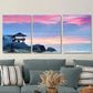 3pcs Coastal Sunset Triptych Beach Hut & Ocean Metal Print Ready to Hang Art