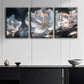 3pcs Abstract Charming Flower Blue & White Metal Print Ready to Hang Art