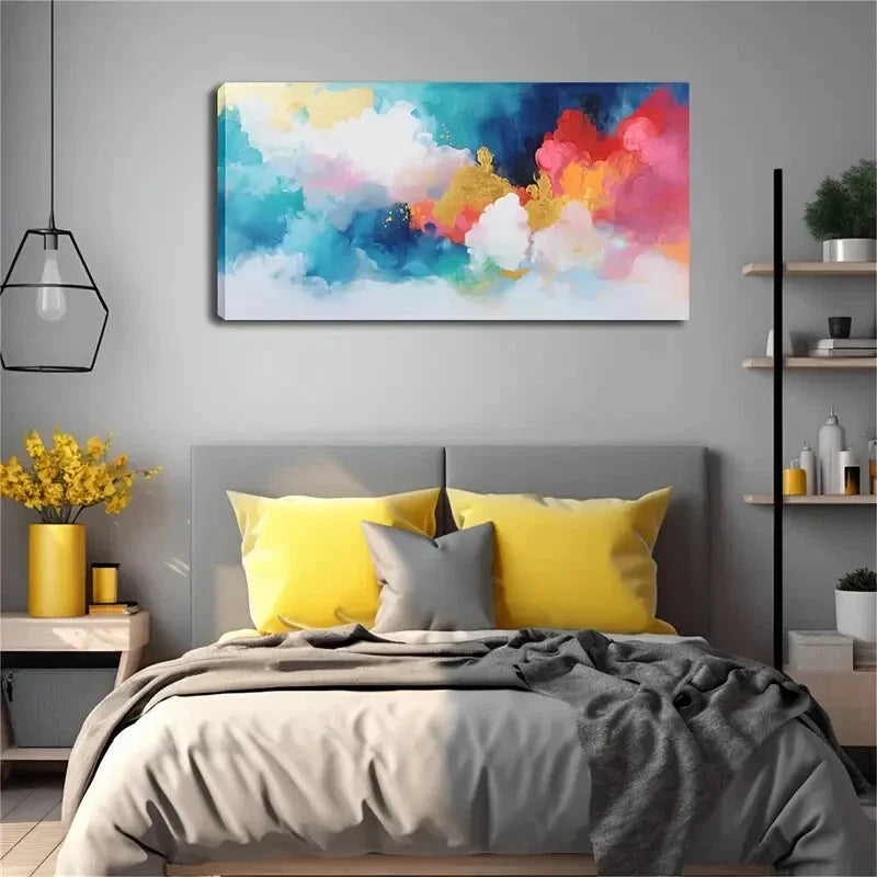 Depicting The Shape Of Clouds Wall Art Canvas Office Home Room Framed 120x60cm