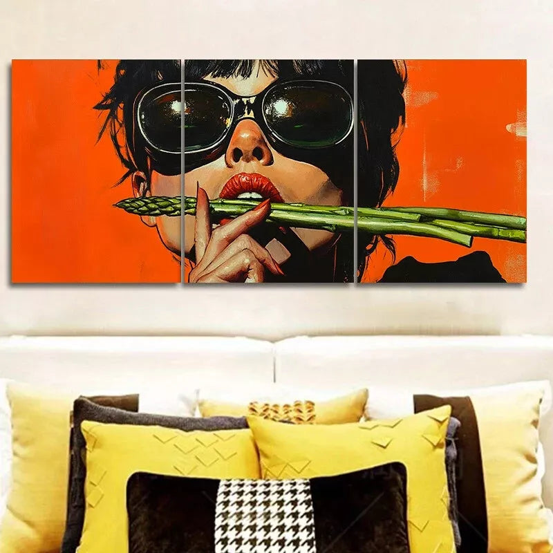 3pcs Design with Bold Colors & Fashion Glasses Wall Art Set Canvas Framed 40x60cm - High Quality Print 100% Australian Made Wall Canvas Ready to Hang
