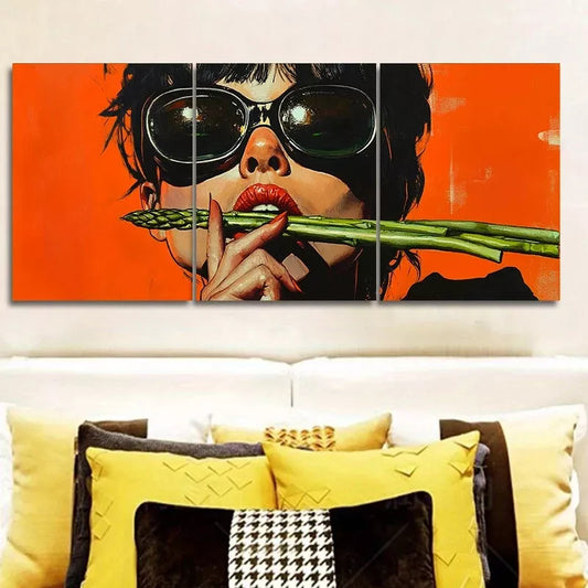 3pcs Design with Bold Colors & Fashion Glasses Wall Art Set Canvas Framed 40x60cm - High Quality Print 100% Australian Made Wall Canvas Ready to Hang