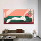 White Cat on Green Sofa Wall Art Canvas Office Home Room Framed 120x60cm