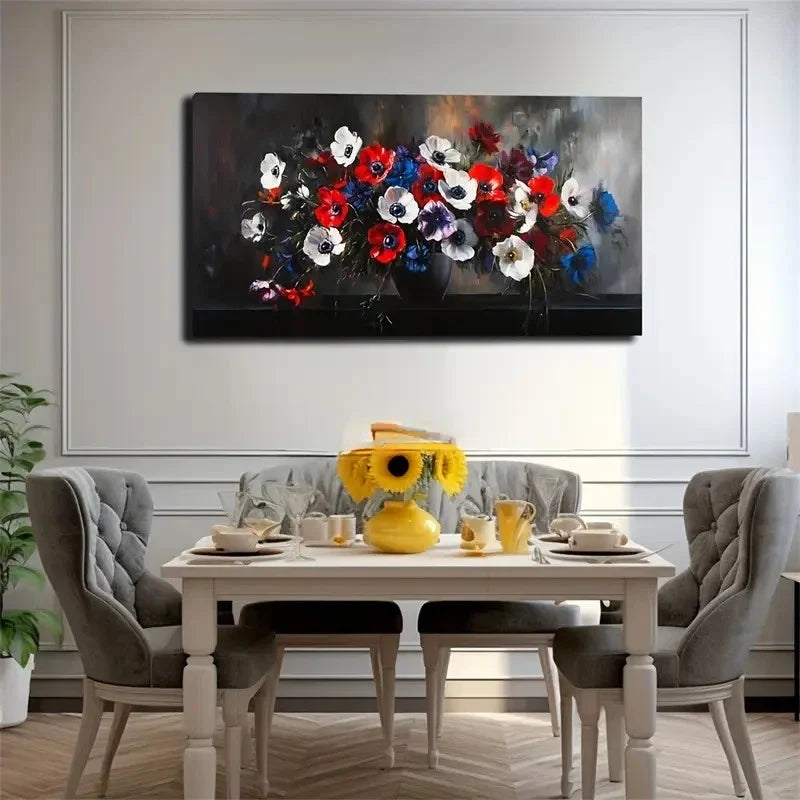 Anemone Flower Unique Wall Art Canvas Office Home Room Framed 120x60cm