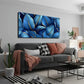 Stacked Blue & Golden Leaf Wall Art Canvas Office Home Room Framed 120x60cm