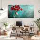 Red Flowers Vase Modern Deco Wall Art Canvas Office Home Room Framed 120x60cm