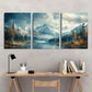 3pcs Rustic Mountain Classic Snow Capped Peaks Metal Print Ready to Hang Art