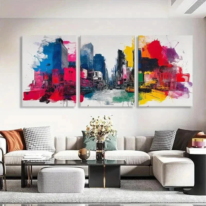 3pcs Vibrant Abstract Urban Street Scene Prefect Wall Art Set Canvas Framed 40x60cm - High Quality Print 100% Australian Made Wall Canvas Ready to Hang