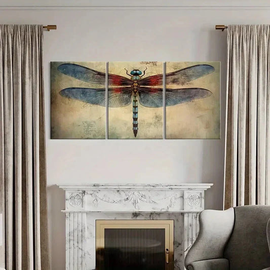 3pcs Insect Aesthetic Dragonfly Metal Print Ready to Hang Art