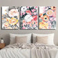 3pcs Botanical Colorful Flowers and Plant Leaves Wall Art Set Canvas Framed 40x60cm - High Quality Print 100% Australian Made Wall Canvas Ready to Hang