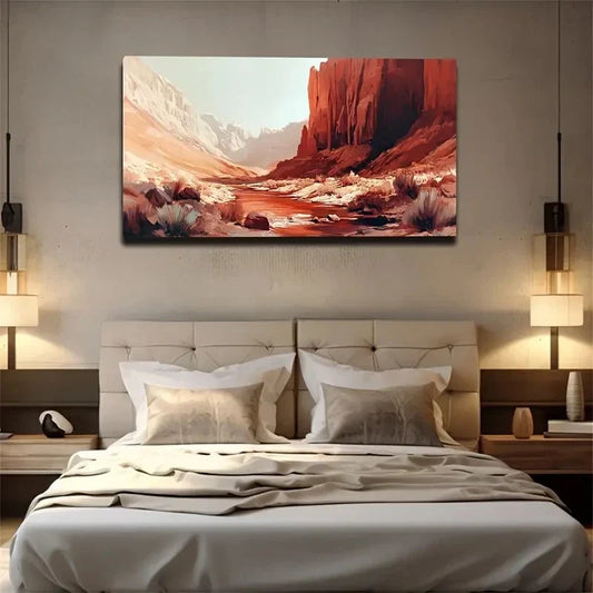 Gobi Style Cliff Decorative Wall Art Canvas Office Home Room Framed 120x60cm