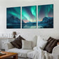 3pcs Decorative Northern Lights Above The Ocean Wall Art Set Canvas Framed 40x60cm - High Quality Print 100% Australian Made Wall Canvas Ready to Hang