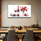 Two Wine Bottles & Glass Red Wall Art Canvas Office Home Room Framed 120x60cm