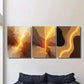 3pcs Geometric & Floral Designs in Brown, Orange Metal Print Ready to Hang Art