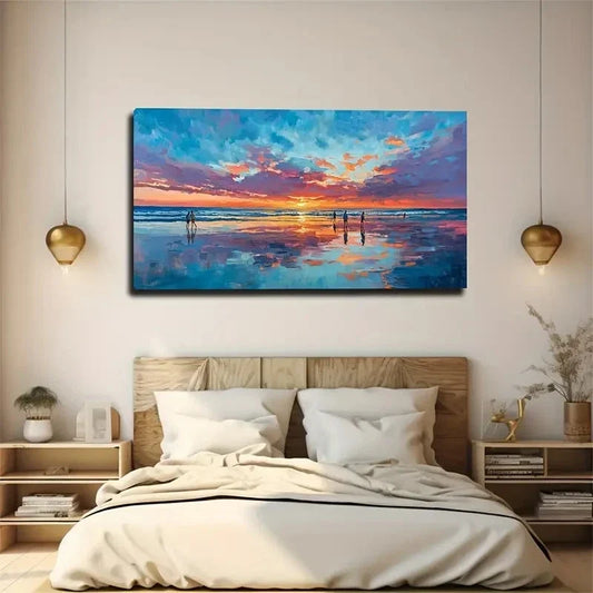 Sunset Afterglow Seascape Wall Art Canvas Office Home Room Framed 120x60cm