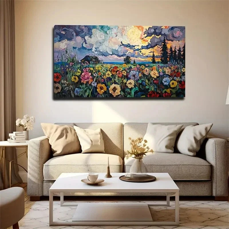 Whimsical Landscape Color Wall Art Canvas Office Home Room Framed 120x60cm