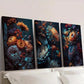 3pcs Colorful Retro Gorgeous Chrysanthemums Wall Art Set Canvas Framed 40x60cm - High Quality Print 100% Australian Made Wall Canvas Ready to Hang